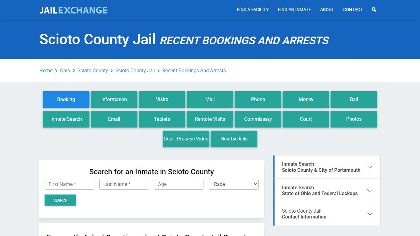 Scioto County Jail Recent Bookings And Arrests - Jail Exchange