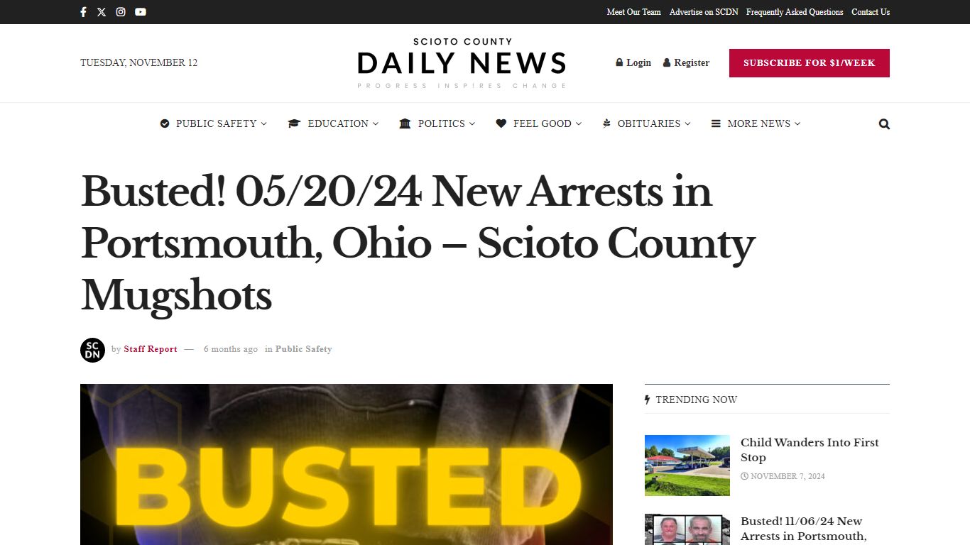 Busted! 05/20/24 New Arrests in Portsmouth, Ohio – Scioto County Mugshots