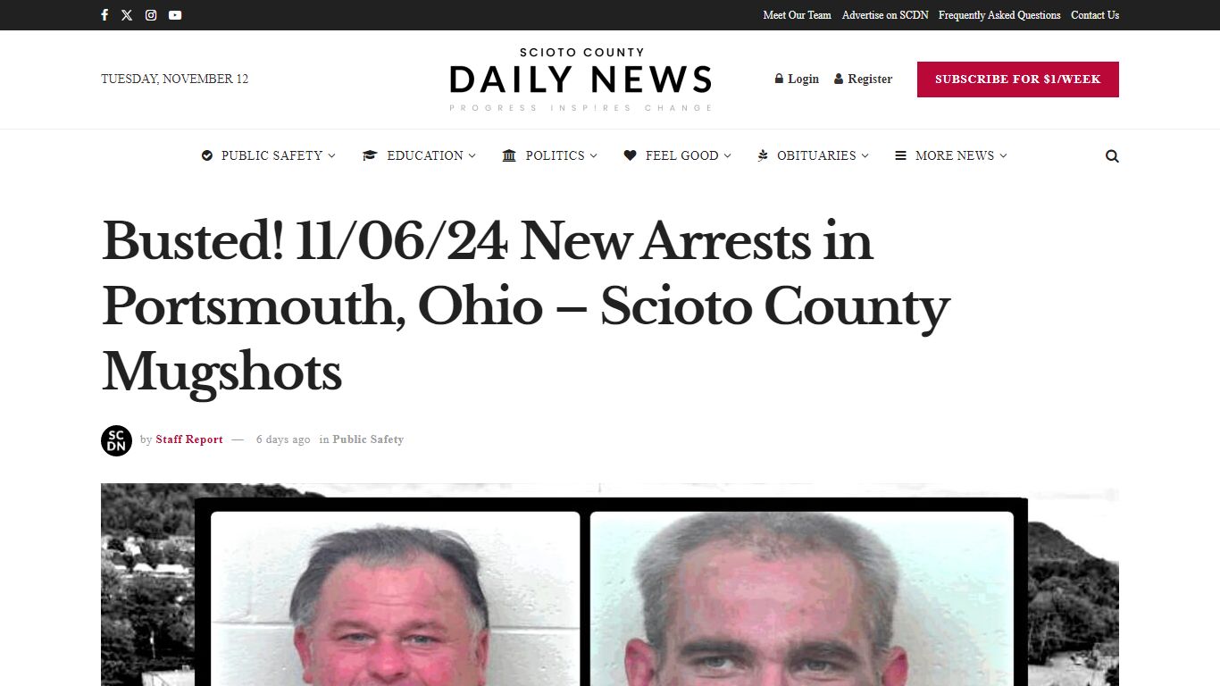 Busted! 11/06/24 New Arrests in Portsmouth, Ohio – Scioto County Mugshots