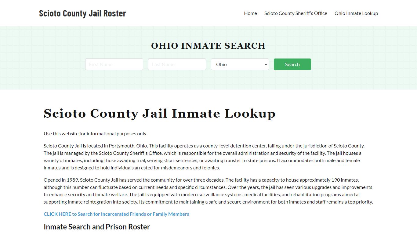 Scioto County Jail Roster Lookup, OH, Inmate Search